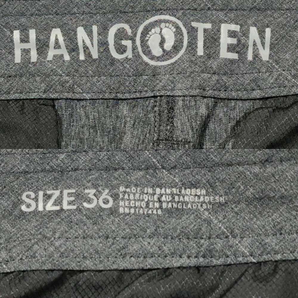 Hang Ten Hybrid Board Short 36 x10‎ Men Gray Plaid Flat Front Swim Golf Tech 20